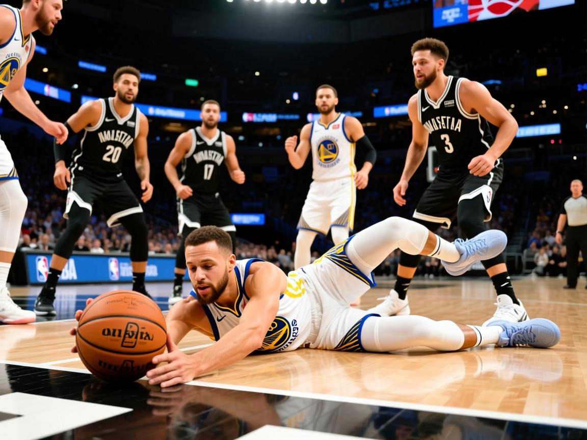 组图：NBA-勇士胜篮网库里争抢球权倒地  第2张