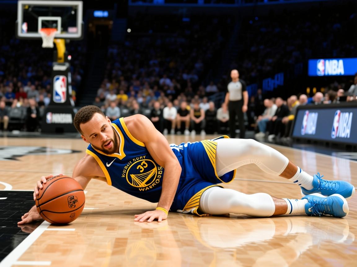 组图：NBA-勇士胜篮网库里争抢球权倒地  第3张