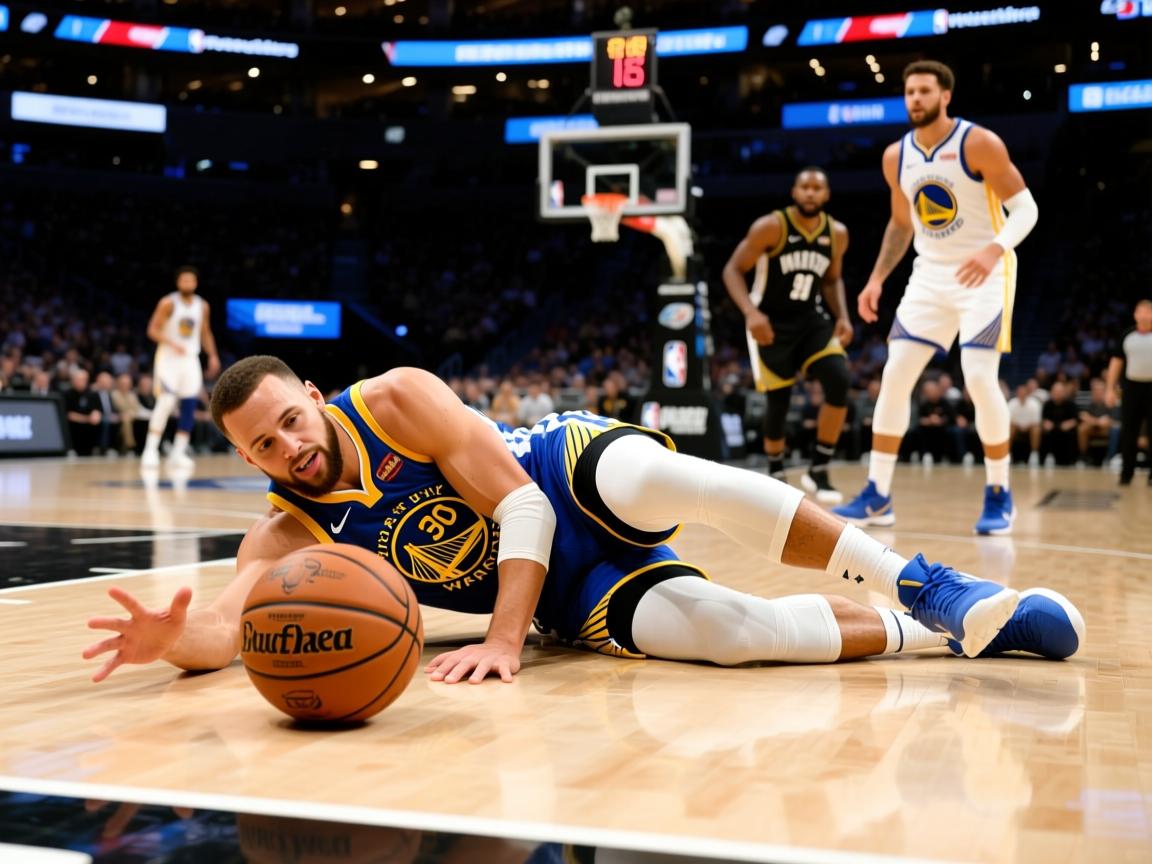 组图：NBA-勇士胜篮网库里争抢球权倒地  第4张