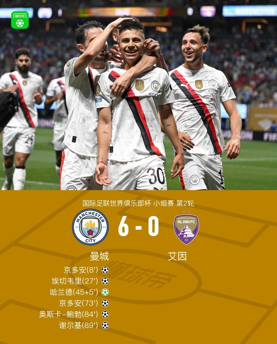 关于世俱杯-哈兰德点射京多安双响曼城6-0阿尔艾因的信息